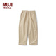 MUJI大童 彈力燈芯絨 寬版褲兒童褲子童裝男女童長(cháng)褲25年冬季CB1QWA5A 象牙色 120 /53A