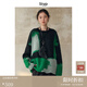 旅途原品ltyp 羊毛馬海毛幾何撞色提花毛衣/開(kāi)衫寬松針織衫女秋冬 套頭毛衣-幻彩綠 L