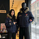 主意范（ZHUYIFAN）黑色美式派克羽絨棉服男生冬季穿搭一整套座山雕刺繡毛領棉衣外套 藏青色(單件棉服) L (適合)115-130斤