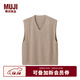 無(wú)印良品（MUJI）女式 羊絨 背心 針織毛衣女裝上衣外套冬季 BG69CC4A 棕色 L （165/88A）
