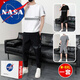 NASA RHUDE夏季男士運動套裝冰絲夏天寬松短袖T恤套裝男裝潮流圓領休閑夏裝 39201白色 XL (建議體重135-155斤)