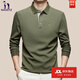 哈吉斯凱2025秋季純棉長(cháng)袖t恤男翻領(lǐng)Polo衫潮牌男裝 橄欖綠 2XL 185 (適合體重160-175斤)