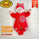 G.duck新生嬰兒紅色過(guò)年喜慶衣服秋冬款連體衣冬季新款冬裝滿(mǎn)月宴拜年服 偏襟大紅連體衣+帽子 66cm 66碼：3-6個(gè)月寶寶