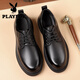 花花公子工裝皮鞋軟皮厚底防滑耐磨商務(wù)英倫休閑皮鞋男士結婚大頭皮鞋 黑色 40