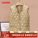 鴨鴨（YAYA）輕薄羽絨馬甲短款女內搭秋冬新款小香風(fēng)外搭保暖背心外穿氣質(zhì)上衣 駝色 3XL