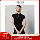 HECO趙露思同款【清云】新中式國風(fēng)春夏新款上衣天絲無(wú)袖針織衫T恤女 黑色 S