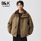 班尼路S&K系列座山雕毛領(lǐng)雙面穿外套男款秋冬季新款加絨加厚棉衣夾克 可可咖 M 建議100-120斤