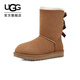 UGG秋季女士時(shí)尚舒適平底圓頭蝴蝶結純色短靴休閑雪地靴 1016225 CHE | 栗色 36