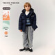 Teenie Weenie Kids小熊童裝25年新款冬男童拼色連帽印繡花羽絨服 藏青色 130cm