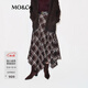 MO&Co.半身裙2025冬新品灰棕格紋不規則裙擺失衡感輕搖滾風(fēng)MBE4SKTT07 灰棕格 XS