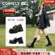 康莉（COMELY）厚底樂(lè )福鞋女秋季新款增高百搭單鞋黑色JK小皮鞋秋季女鞋 黑色 37