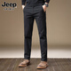 JEEP SPIRIT吉普休閑褲男秋冬季韓版褲子男士商務(wù)彈力直筒男褲 黑色 33