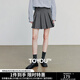 初語(yǔ)MIU系學(xué)院風(fēng)百褶裙短裙女2025秋季新款簡(jiǎn)約灰色裙子a字半身裙 深灰色 M