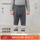 babylove嬰幼兒加絨打底褲秋冬保暖褲子拼接彈力褲寶寶百搭休閑褲 深麻灰 90