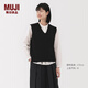 MUJI女式 米蘭諾羅紋編織 背心 針織女裝上衣馬甲25年冬季 BA1QPA5A 黑色 L (165/88A)