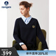 Navigare意大利小帆船女士寬松毛衣秋冬學(xué)院風(fēng)彈力針織衫假兩件休閑羊毛衫 海軍藍 XL