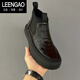 LEENGAO國際輕奢品牌男鞋加絨切爾西男靴頭層牛皮短靴男士真皮厚底皮靴子 黑色 43 奢侈品牌