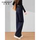 法貝莎品牌窄版闊腿牛仔褲女2025秋季新款小個(gè)子高腰顯瘦丹寧深藍色直筒 單寧色 27 96-105斤