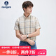納維凱爾意大利小帆船男士夏季休閑涼感短袖格子襯衫1323575503 卡其 3XL 