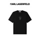 Karl Lagerfeld【100%棉】卡爾拉格斐男裝老佛爺夏季男士T恤潮酷鉆飾短袖上衣男 黑色 XL （52）