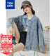 唐獅（TonLion）2024牛仔外套女寬松ins潮翻領(lǐng)休閑上衣 淺牛仔藍 L 