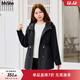 MsShe【小香風(fēng)加絨外套】大碼女裝2025款冬裝胖mm拼接珠片粗花呢 黑色現貨 4XL