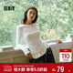 森馬（Semir）長(cháng)袖T恤女純色木耳邊氣質(zhì)緊身冬2025荷葉邊上衣簡(jiǎn)約109725101008