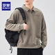 羅蒙（ROMON）POLO衫衛衣男秋冬季加絨打底衫2026新款秋裝翻領(lǐng)男士長(cháng)袖T恤男 灰綠 XL