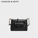 CHARLES&KEITH26春新品大容量通勤Hobo托特包斜挎包女神節生日禮物CK2-40671847 Black黑色 M
