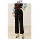 LILY2025冬新款女裝經(jīng)典百搭通勤九分褲小腳黑色牛仔褲加厚直筒褲 510黑 XL