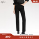 伊芙麗（eifini）蔣欣代言【萬(wàn)向彈】加長(cháng)版超彈軟直筒褲女秋季新款顯瘦褲 黑色加長(cháng)版 S 90-100斤