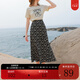 三彩2025夏季新款碎花半身裙高腰開(kāi)叉雪紡A字裙浪漫長(cháng)裙清新M 烏黑色花卉 S 155/64A