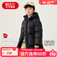 紅豆童裝男童90絨羽絨服中長(cháng)款兒童冬季新品加厚保暖連帽外套小童 黑色 130 充絨量92