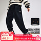 ASK JUNIOR男童褲子2025秋冬裝兒童保暖一體絨休閑褲潮流衛褲 黑色 140