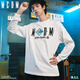 MEDM×咒術(shù)回戰聯(lián)名-黑白人物字母刺繡休閑圓領(lǐng)長(cháng)袖T恤男女上衣春 白色 2XL