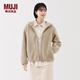 MUJI女式長(cháng)毛抓絨拉鏈連帽衫女外套長(cháng)袖25年冬季搖粒絨短外套女裝 淺米色 L （165/88A）
