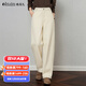 Olrain歐芮兒2025新款女裝秋季休閑雅痞長(cháng)褲時(shí)尚百搭闊腿褲直筒褲 杏色 M