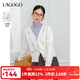 LAGOGO溫柔親膚顯瘦毛針織衫女拉谷谷春秋新款舒適百搭v領(lǐng)開(kāi)衫 米白色(V2) L