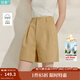 茵曼（INMAN）章若楠同款|茵曼通勤純棉短褲女2025年夏季新款五分直筒白色褲子 卡其色 27