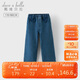 戴維貝拉女童牛仔褲兒童加絨褲子秋冬裝闊腿長(cháng)褲