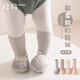 棉孖嬰兒襪子秋冬加厚地板襪中長(cháng)筒新生兒鞋襪卡通點(diǎn)膠防滑寶寶地板鞋 灰色 1雙 均碼 （6-12個(gè)月） 腳長(cháng)11.5-12cm