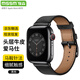 MSSM適用蘋(píng)果手表表帶apple watch愛(ài)馬仕款iwatch S11小牛皮真皮表帶ultra3/2/S10/9/Se3商務(wù)表帶 黑色