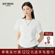 深呼吸DEEP BREATH女裝新款下擺弧度抽褶后開(kāi)叉圓領(lǐng)短袖T恤女A301733 白 S (2)