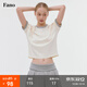 fano studios范洛Fano 設計感層次穿搭撞色邊寬松圓領(lǐng)短袖女t恤2025夏季新款 米白撞灰 現貨 S