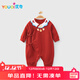 優(yōu)奇新生兒衣服紅色嬰兒滿(mǎn)月百天和尚服寶寶0-3月純棉綁帶哈衣a類(lèi)