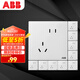 ABB插座面板 德典霧沙白磨砂啞光奶油風(fēng)10A錯位斜五孔插座10只裝