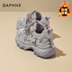 DAPHNE達芙妮老爹鞋女款2025年新款厚底增高秋冬輕便軟底超輕百搭休閑鞋女 紫色 加絨 跟高 7cm 37 (235mm)