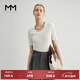 麥檬MM2023早秋新款冰絲白色U領(lǐng)法式修身顯瘦短袖T恤女5E7132201 白色 S