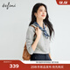 伊芙麗（eifini）蔣欣代言全羊毛miu系針織開(kāi)衫鏤空設計上衣女2025秋季新款 夾花灰 L 125-140斤