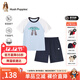 暇步士（Hush Puppies）【速干】童裝兒童男女大童2025夏季清新自然風(fēng)糖果系拼色套裝 冰晶藍 【寬松】 110